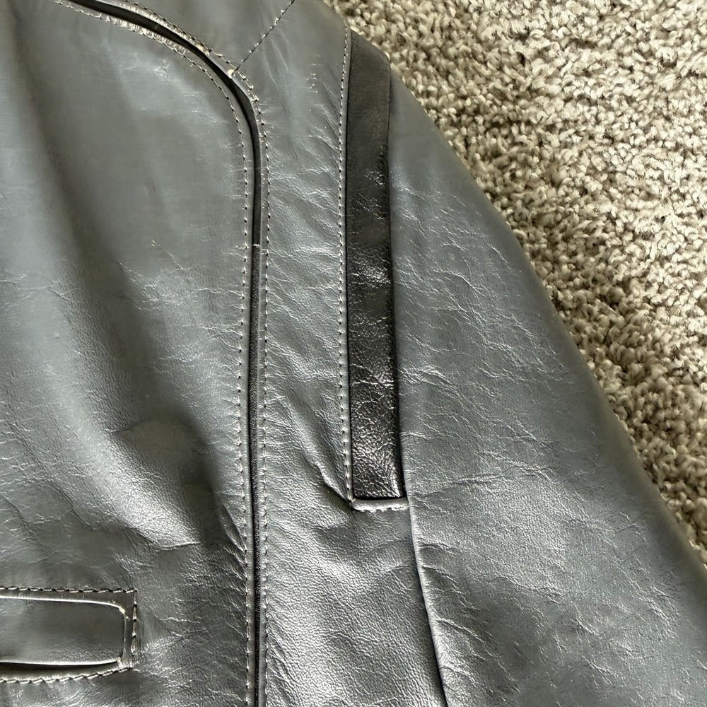 Vintage Genuine Leather Size 44 Men's Grey Jacker Coat Made in Brazil - Picture 6 of 11